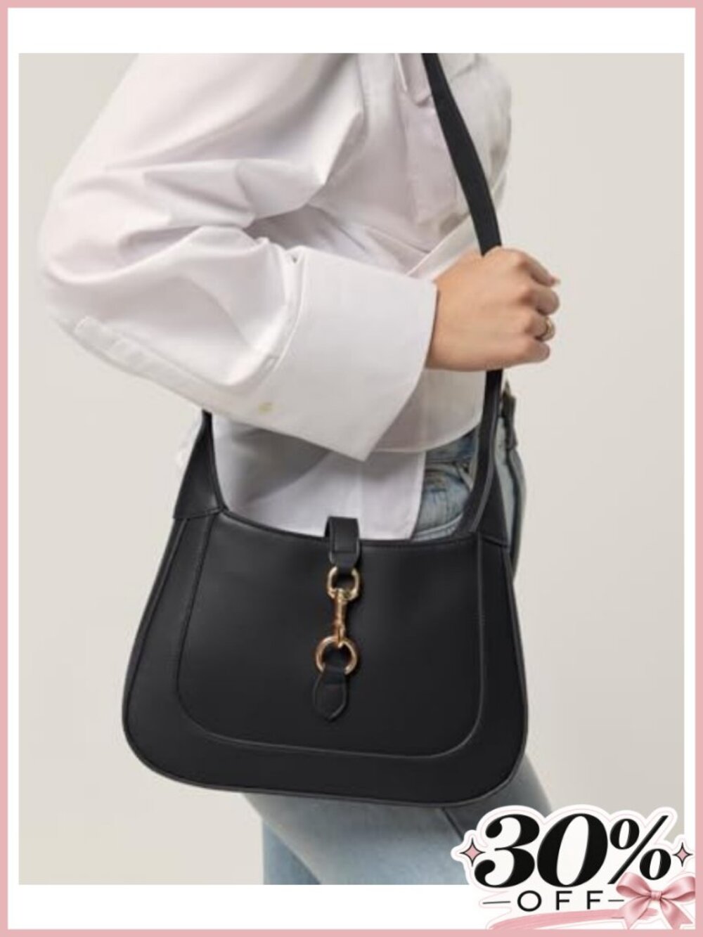 Small Faux Leather Top Handle Shoulder Bag Adjustable Strap - Picture 5 of 6